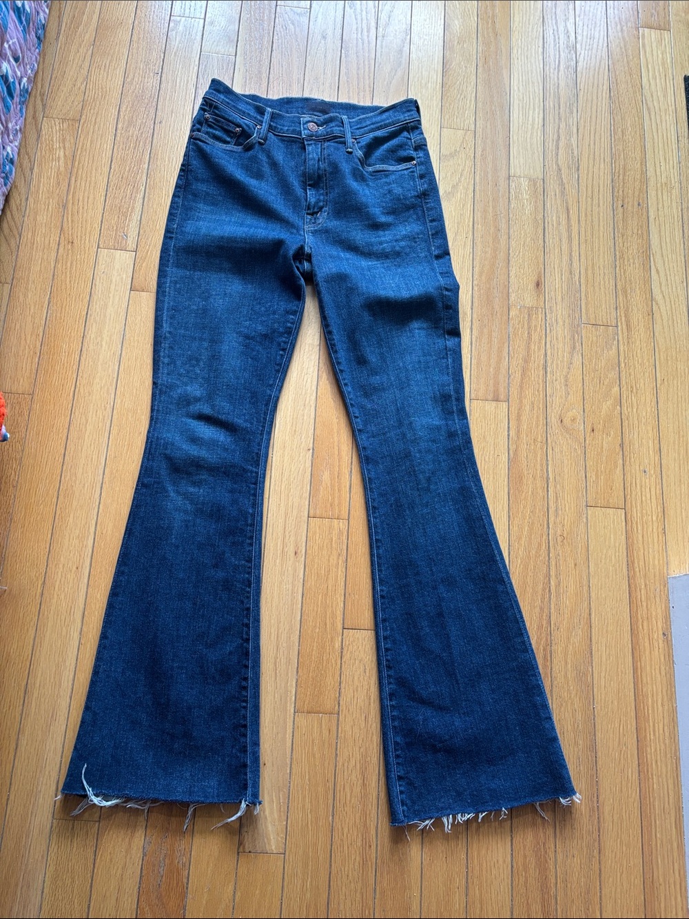 MOTHER Dark Indigo High-Rise weekender Flare Jeans